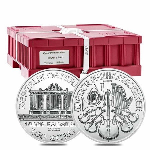 Philharmoniker strieborná minca 2022 500ks a viac - wiener philharmoniker strieborna investicna minca 2022 monsterbox