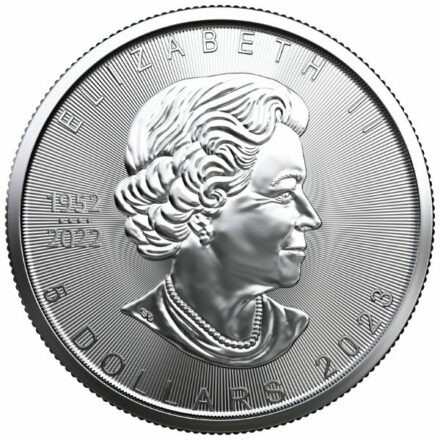 Maple Leaf strieborná minca (2023) 25 ks a viac - maple leaf strieborna investicna minca 2023 zadna