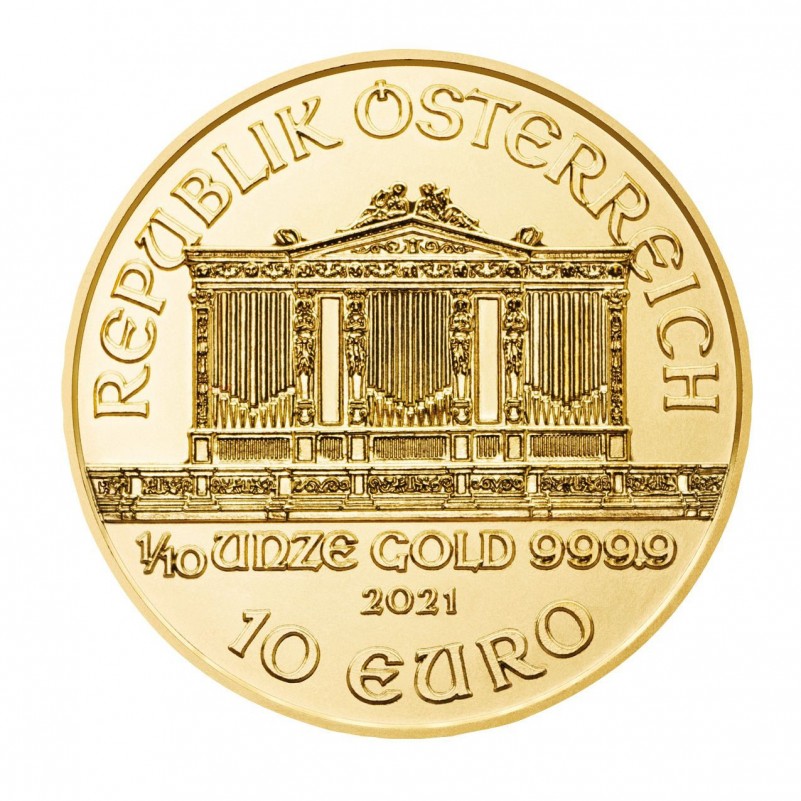 Wiener Philharmoniker 1/10 oz (2021) - zlatá investičná minca